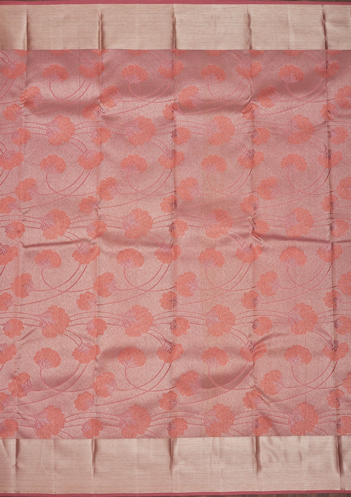 Peach Zariwork Pure Silk Saree