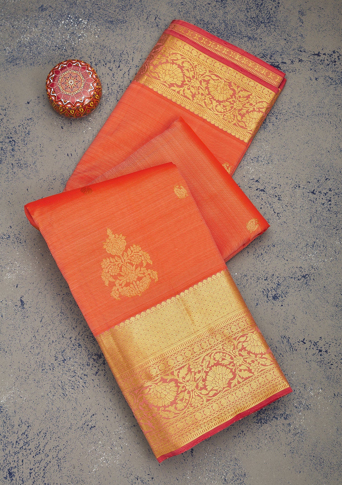 Peach Zariwork Pure Silk Saree