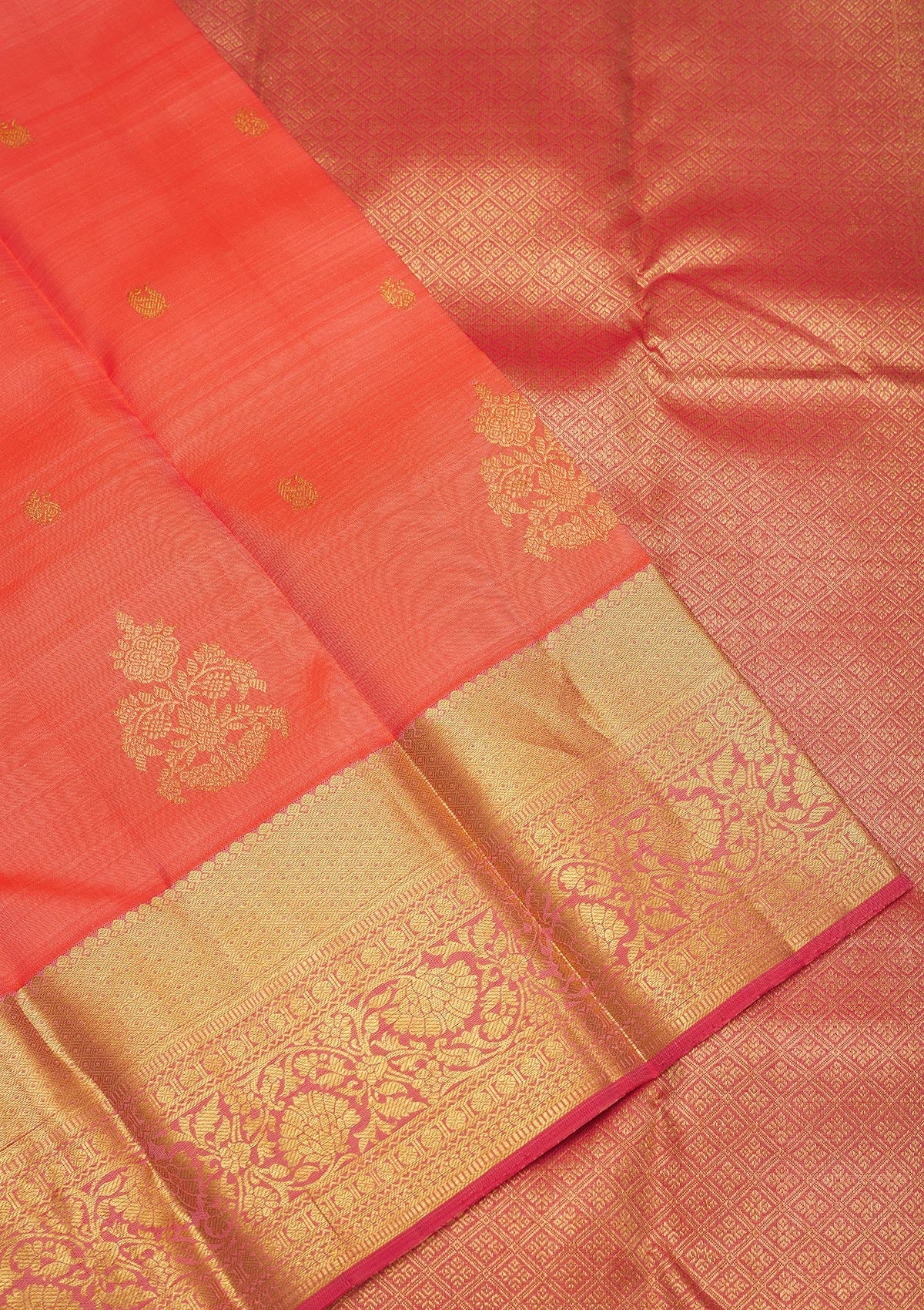 Peach Zariwork Pure Silk Saree