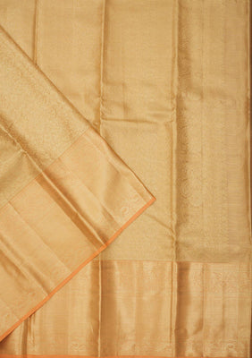 Peach Zariwork Pure Silk Saree