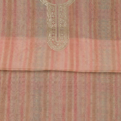 Peach Zariwork Semi Crepe Unstitched Salwar Suit