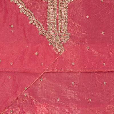 Peach Zariwork Tissue Unstitched Salwar Suit