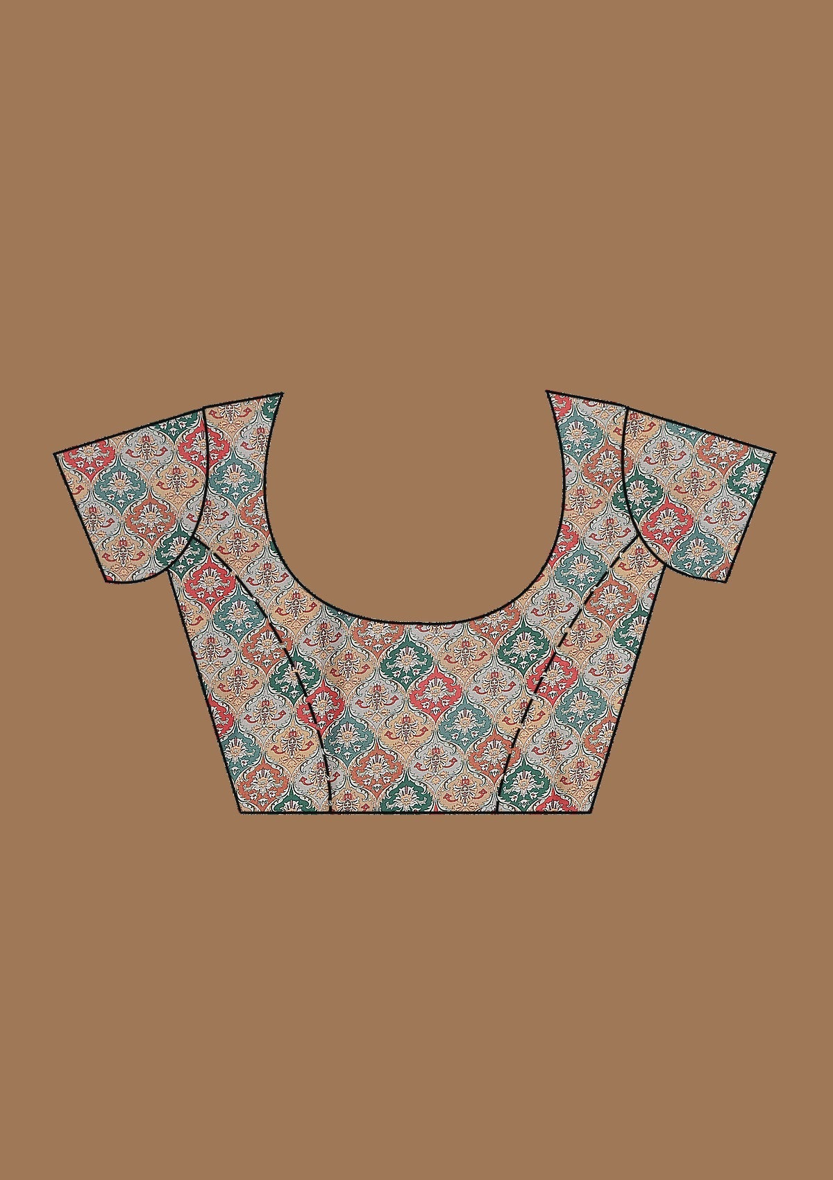 Peacock Blue Printed Tissue Saree