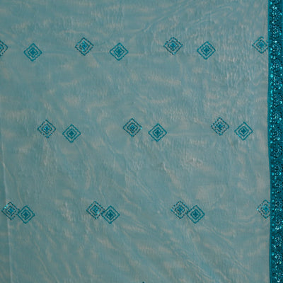 Peacock Blue Sequins Net Readymade Lehenga