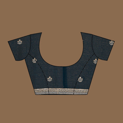 Peacock Blue Sequins Tissue Saree