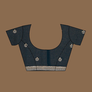 Peacock Blue Sequins Tissue Saree