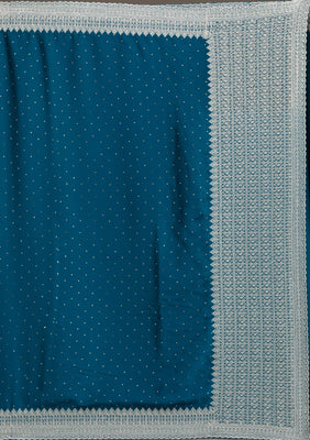 Peacock Blue Stonework Satin Saree