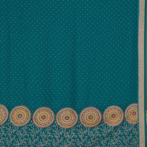 Peacock Blue Threadwork Georgette Saree
