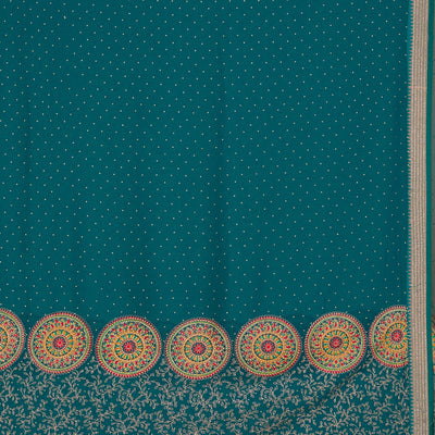 Peacock Blue Threadwork Georgette Saree
