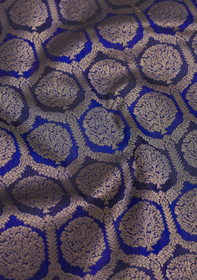 Peacock Blue Zariwork Pure Silk Saree