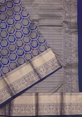 Peacock Blue Zariwork Pure Silk Saree