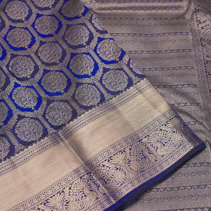 Peacock Blue Zariwork Pure Silk Saree