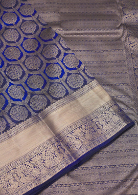Peacock Blue Zariwork Pure Silk Saree