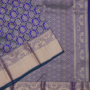 Peacock Blue Zariwork Pure Silk Saree