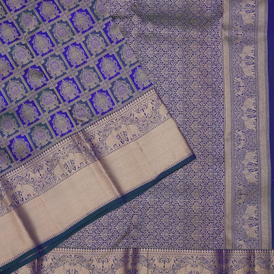 Peacock Blue Zariwork Pure Silk Saree