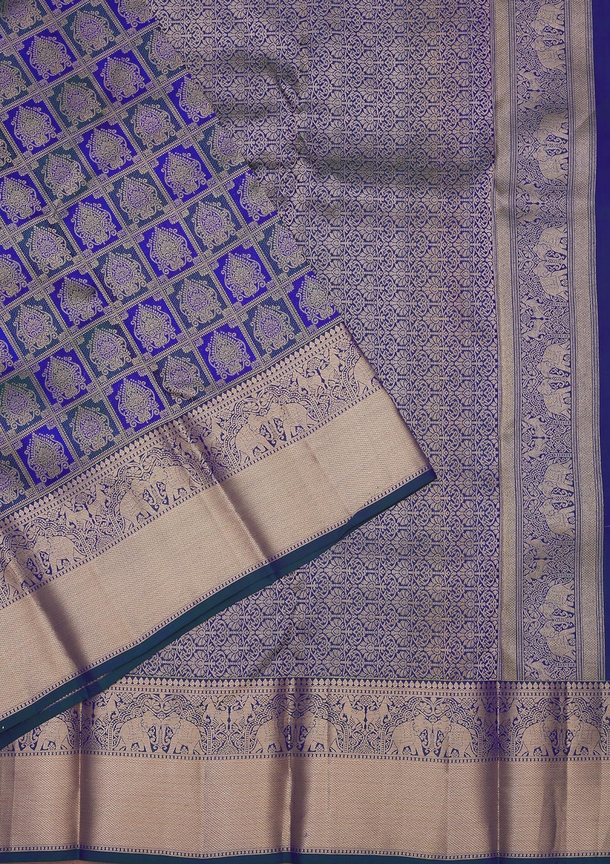 Peacock Blue Zariwork Pure Silk Saree