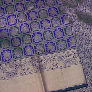 Peacock Blue Zariwork Pure Silk Saree
