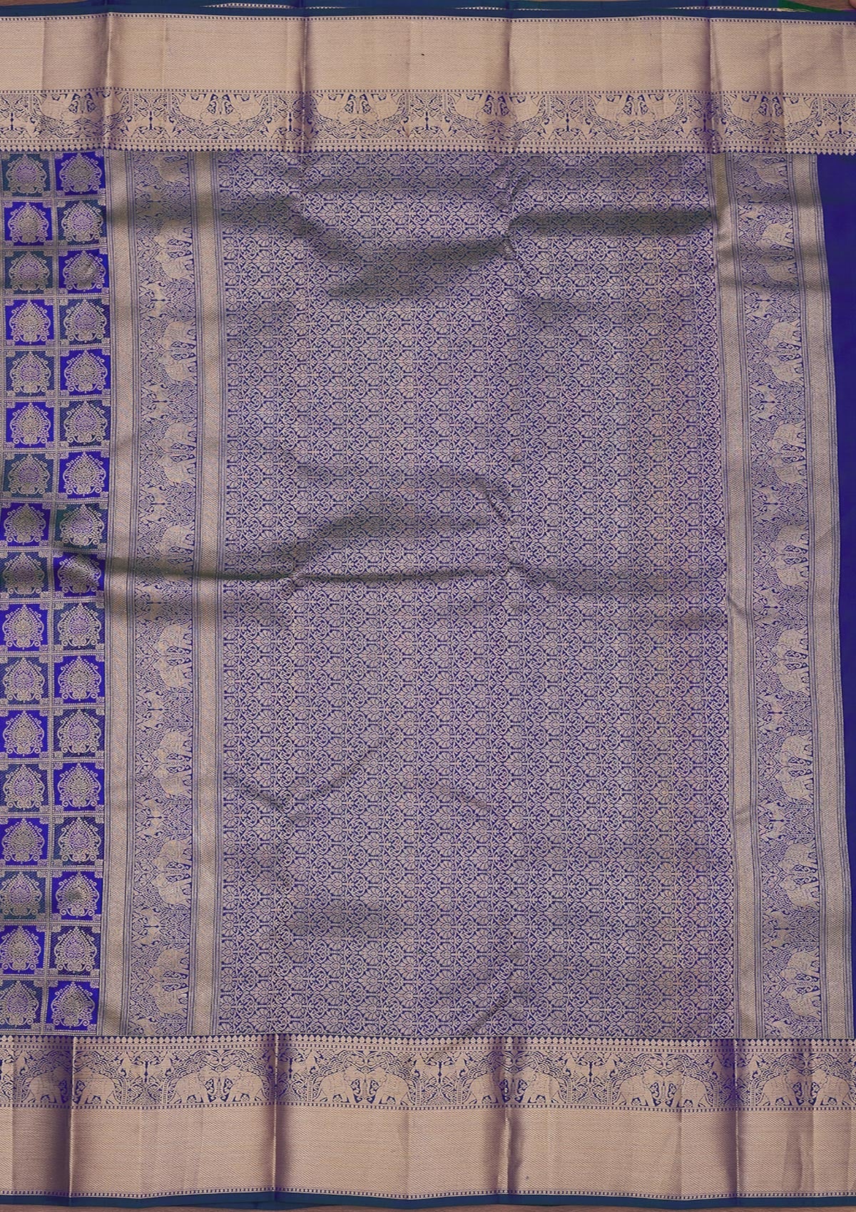 Peacock Blue Zariwork Pure Silk Saree