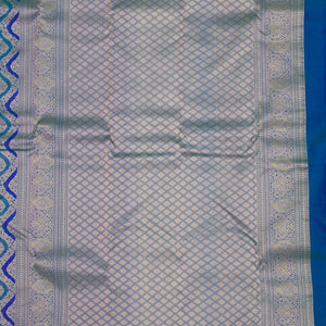 Peacock Blue Zariwork Pure Silk Saree