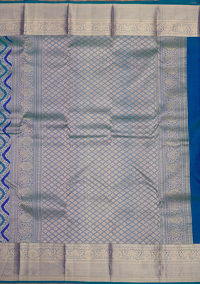 Peacock Blue Zariwork Pure Silk Saree