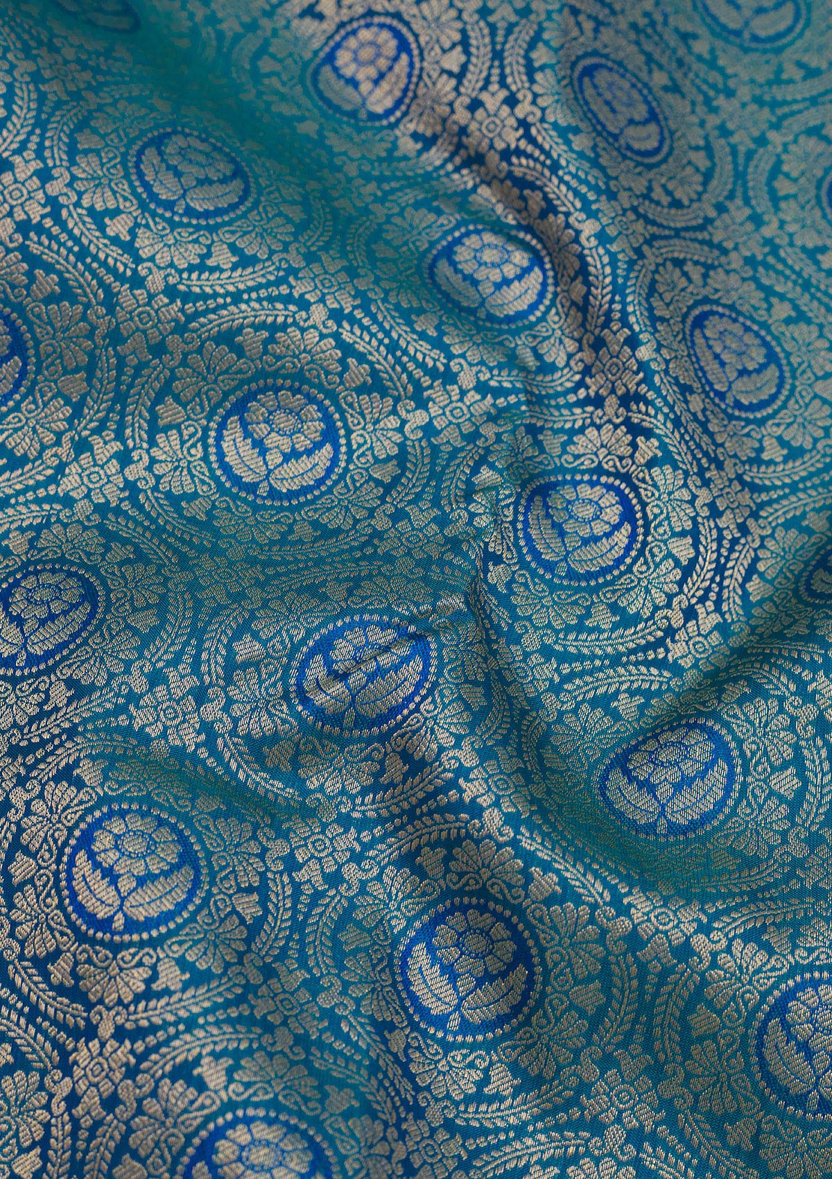 Peacock Blue Zariwork Pure Silk Saree