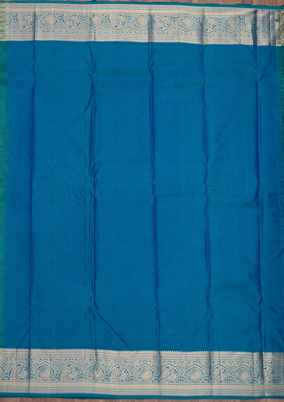 Peacock Blue Zariwork Pure Silk Saree