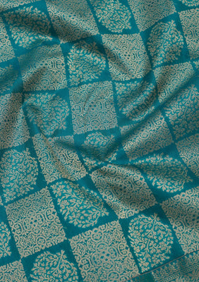 Peacock Blue Zariwork Pure Silk Saree