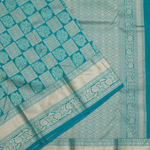 Peacock Blue Zariwork Pure Silk Saree