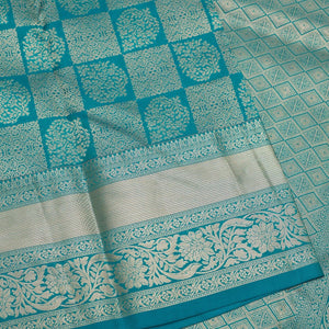 Peacock Blue Zariwork Pure Silk Saree