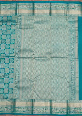 Peacock Blue Zariwork Pure Silk Saree