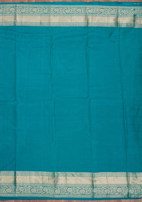 Peacock Blue Zariwork Pure Silk Saree