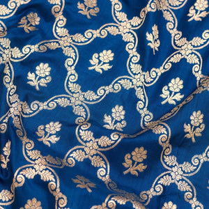 Peacock Blue Zariwork Pure Silk Saree