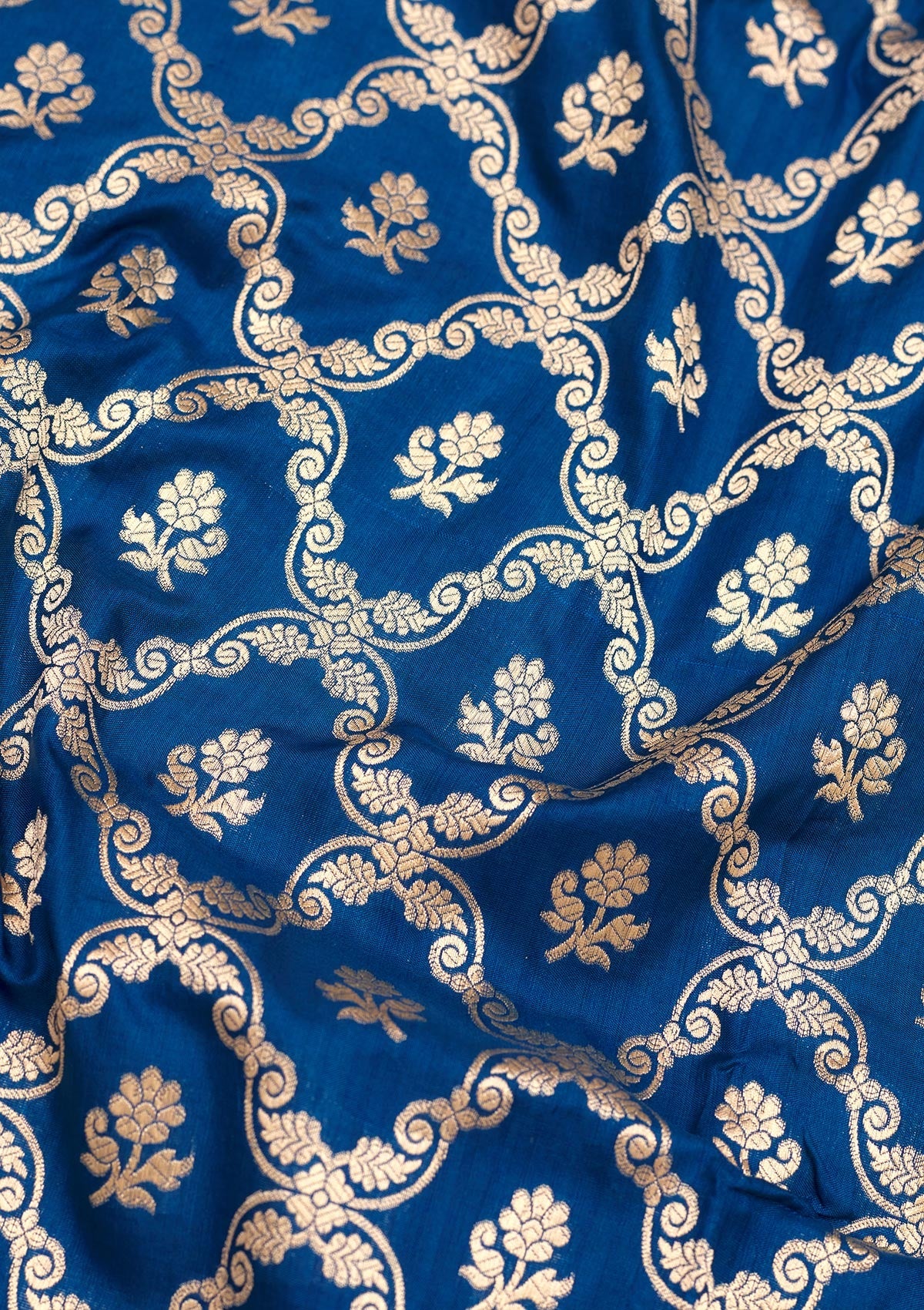 Peacock Blue Zariwork Pure Silk Saree