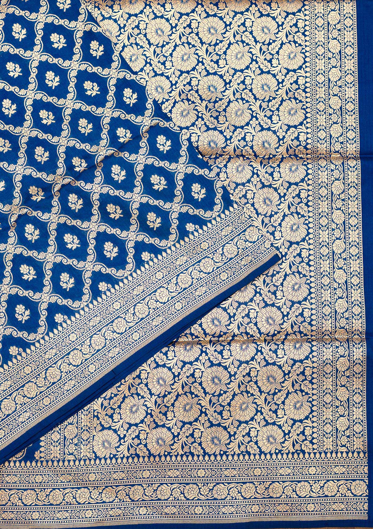Peacock Blue Zariwork Pure Silk Saree