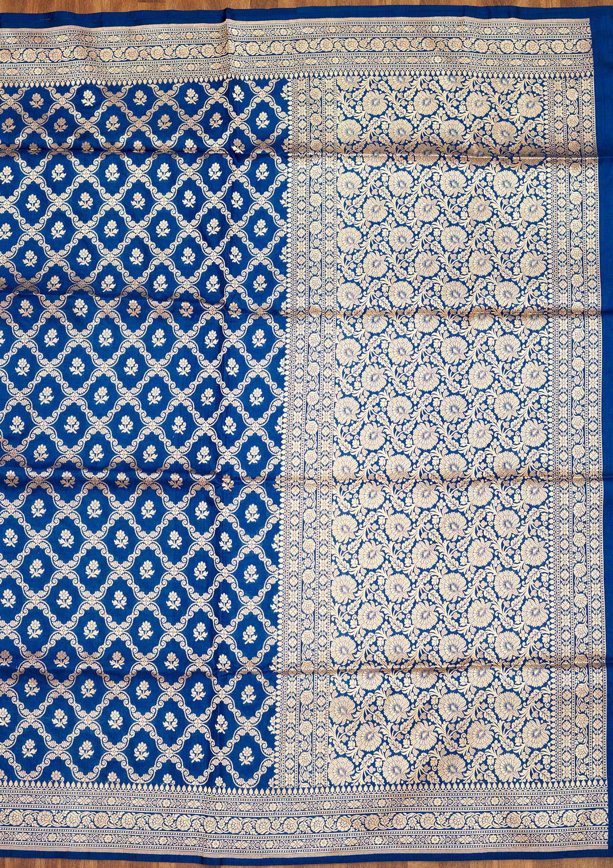 Peacock Blue Zariwork Pure Silk Saree