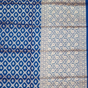 Peacock Blue Zariwork Pure Silk Saree
