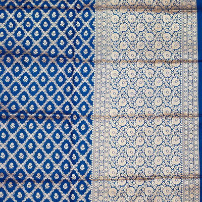 Peacock Blue Zariwork Pure Silk Saree