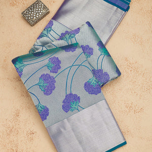 Peacock Blue Zariwork Pure Silk Saree