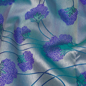 Peacock Blue Zariwork Pure Silk Saree