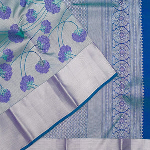 Peacock Blue Zariwork Pure Silk Saree