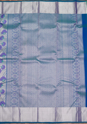 Peacock Blue Zariwork Pure Silk Saree