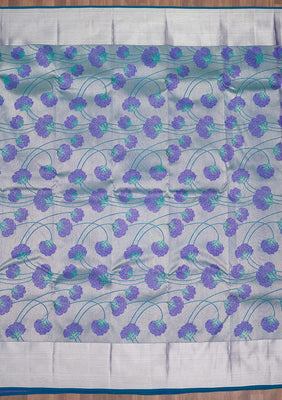 Peacock Blue Zariwork Pure Silk Saree
