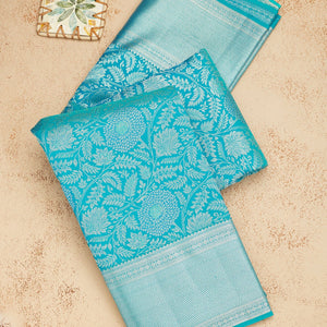 Sky Blue Zariwork Pure Silk Saree