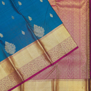 Peacock Blue Zariwork Pure Silk Saree