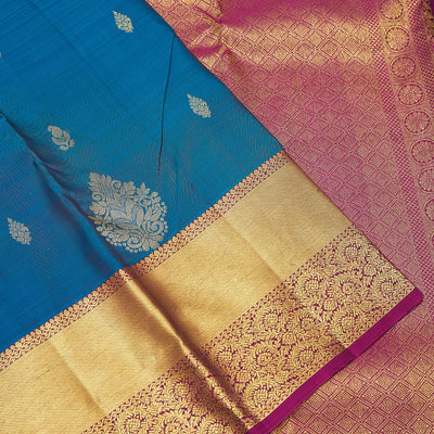 Peacock Blue Zariwork Pure Silk Saree