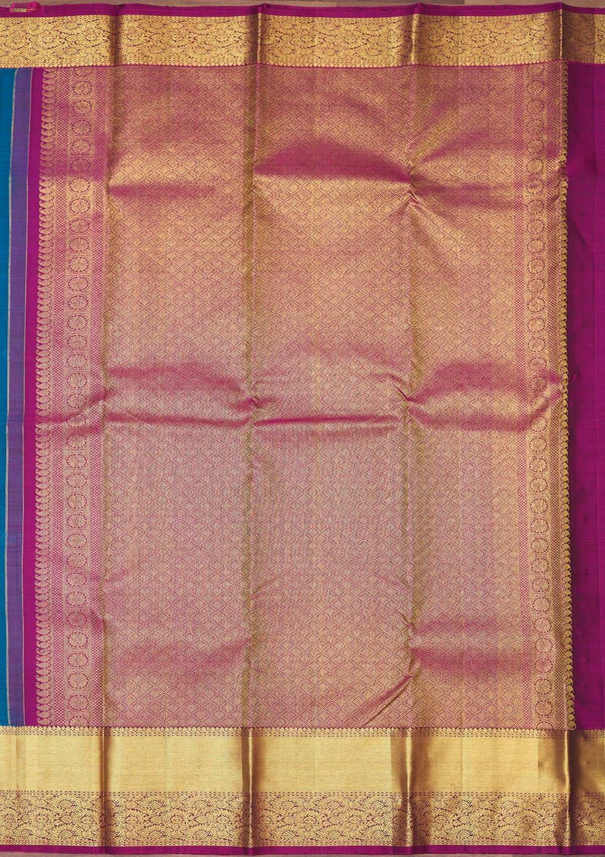 Peacock Blue Zariwork Pure Silk Saree