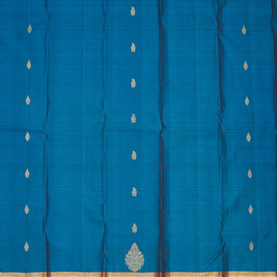 Peacock Blue Zariwork Pure Silk Saree