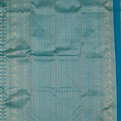 Peacock Blue Zariwork Pure Silk Saree