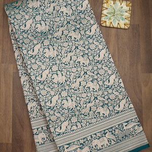 Peacock Blue Zariwork Pure Silk Saree