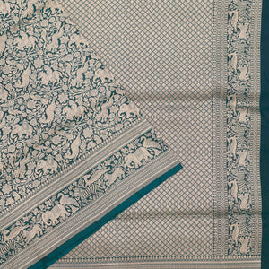 Peacock Blue Zariwork Pure Silk Saree